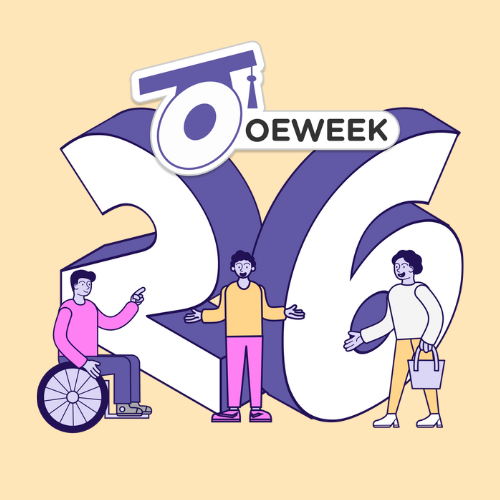A logo style graphic that says OE Week 26