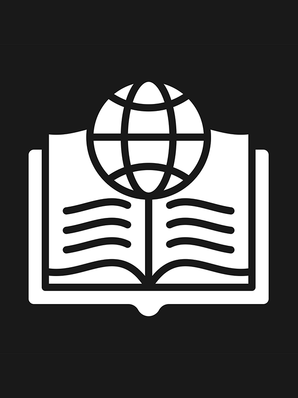 An icon style open book representing library resources.