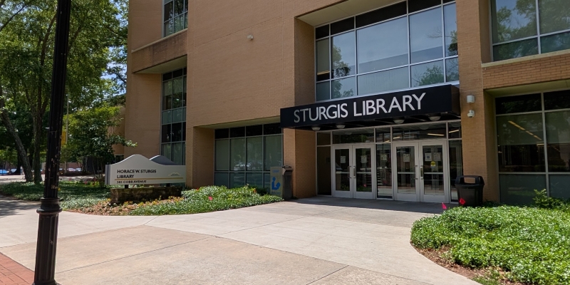 The main entrance of Sturgis Library.