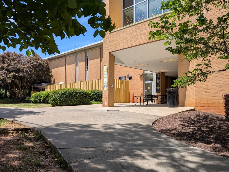 The north entrance of the Sturgis Library.