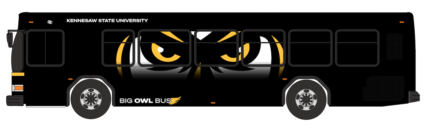rendering of the new big owl bus wraps