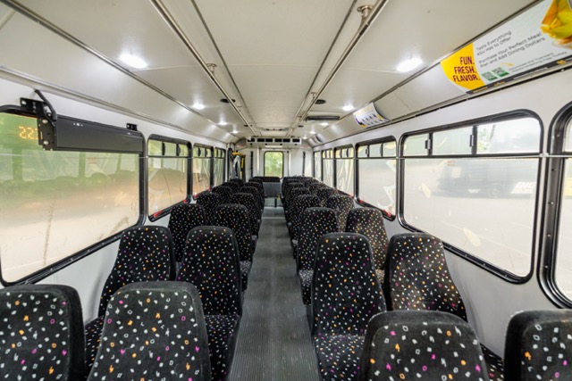 inside of the Coach Style Bus.