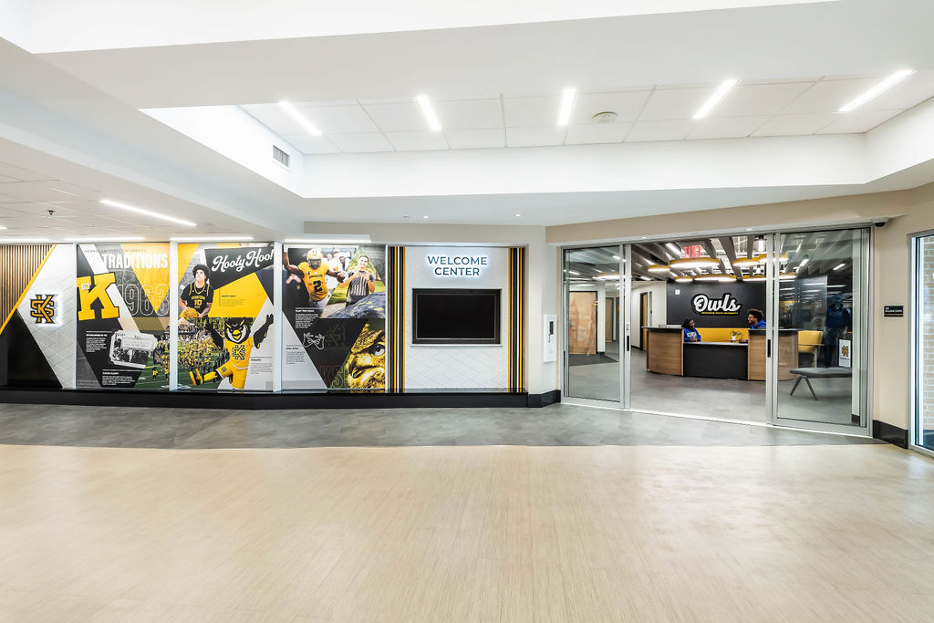 view of carmichael student center welcome center from the hallway