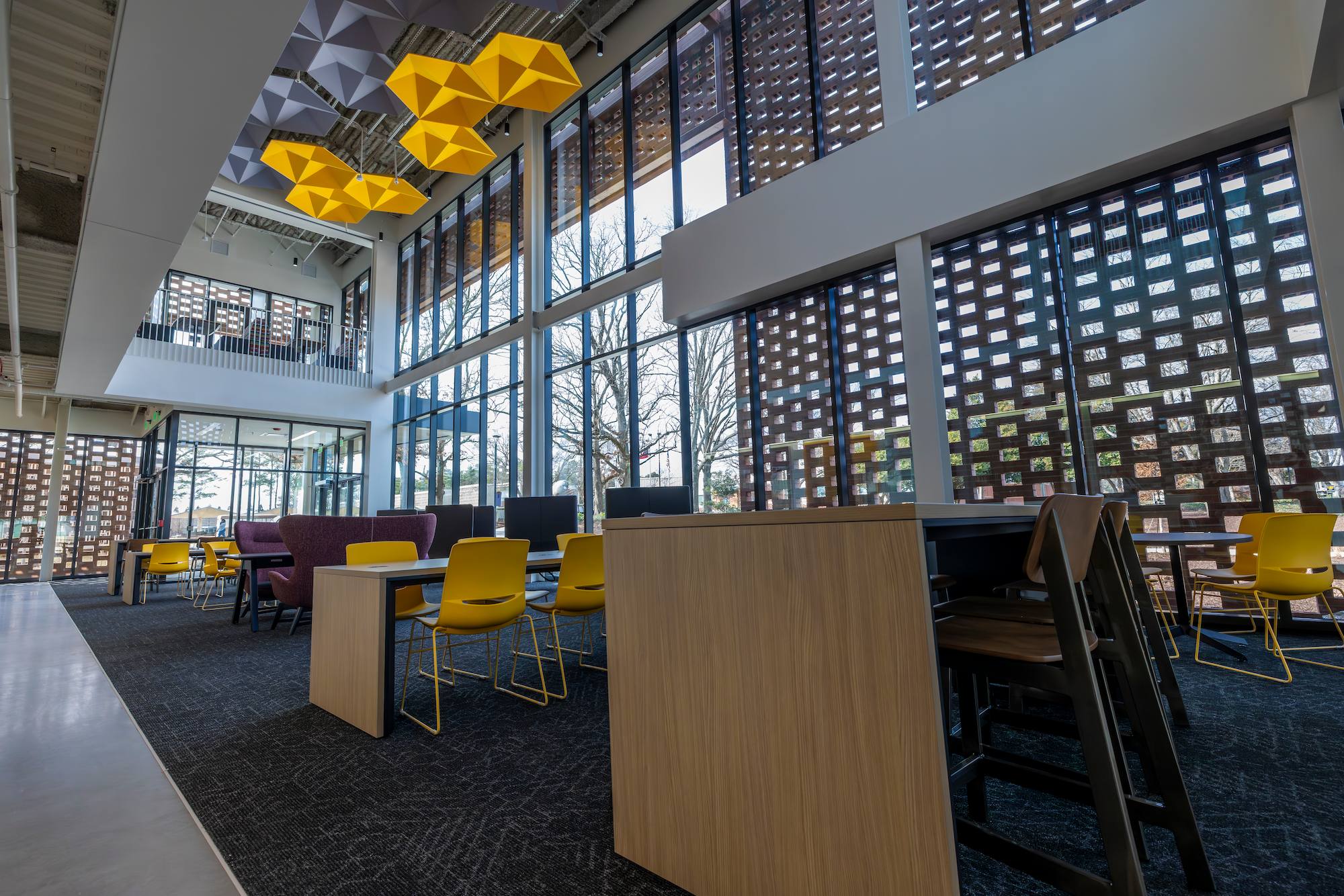 istem interior lobby with study areas and open concept