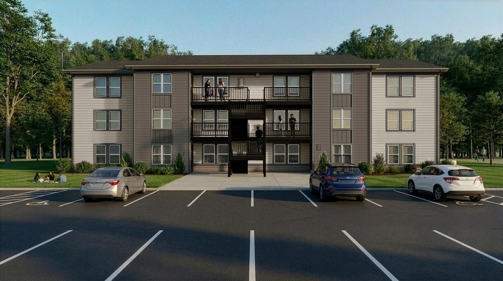 Rendering of the ksu place building 1 and 2 exterior renovations
