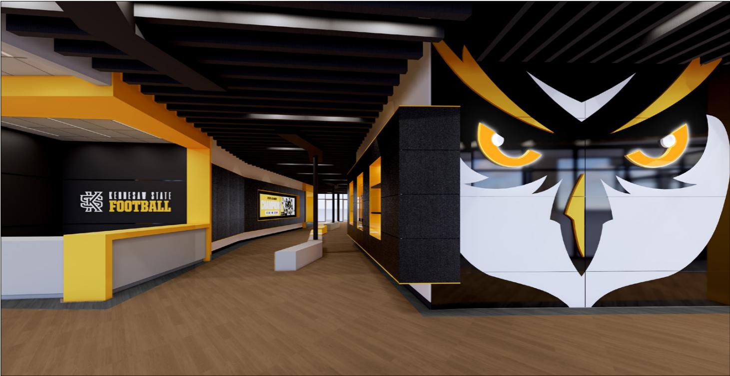 wellstar champions complex interior entrance with ksu owl decals on the wall