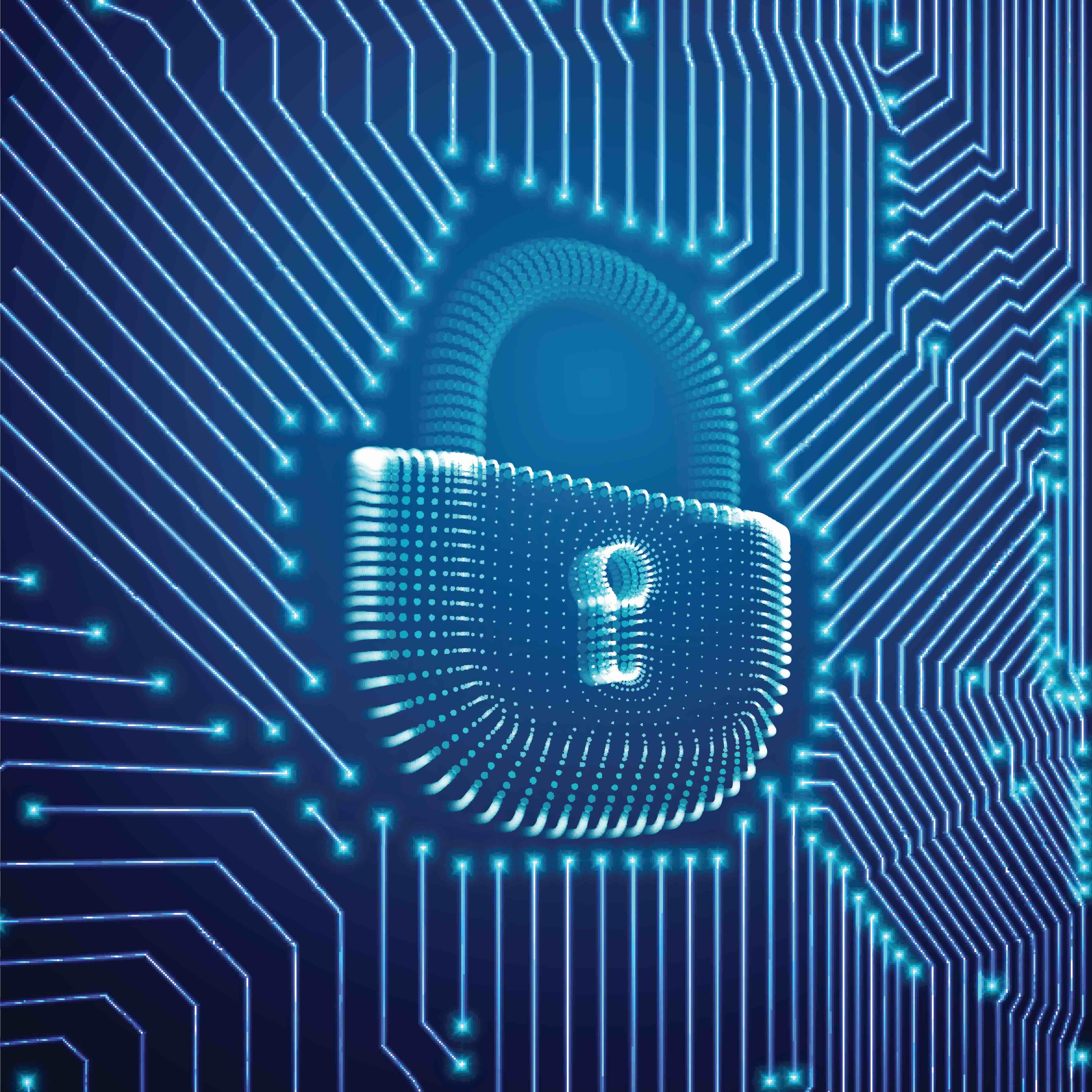 image showing a padlock embedded into a digital screen