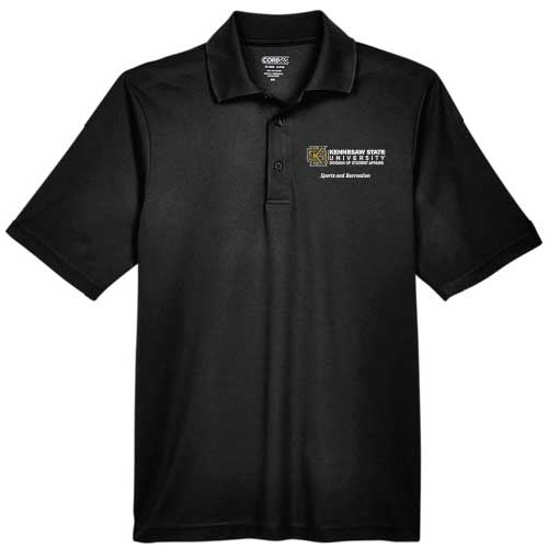 black polo kennesaw state university branded shirt.