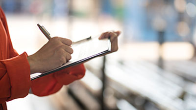 checking list on clip board