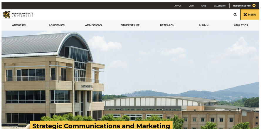 ksu wehpage showing header links