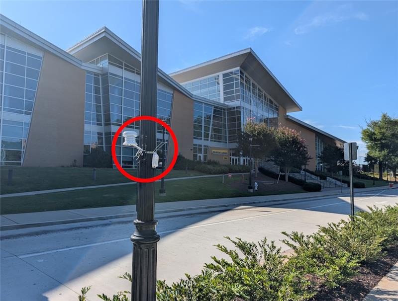 light pole with thermal reader attached