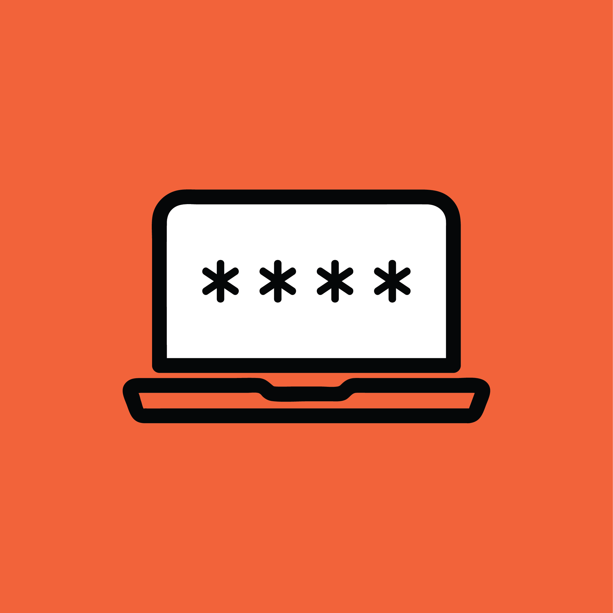 Icon of a laptop with symbols on the screen