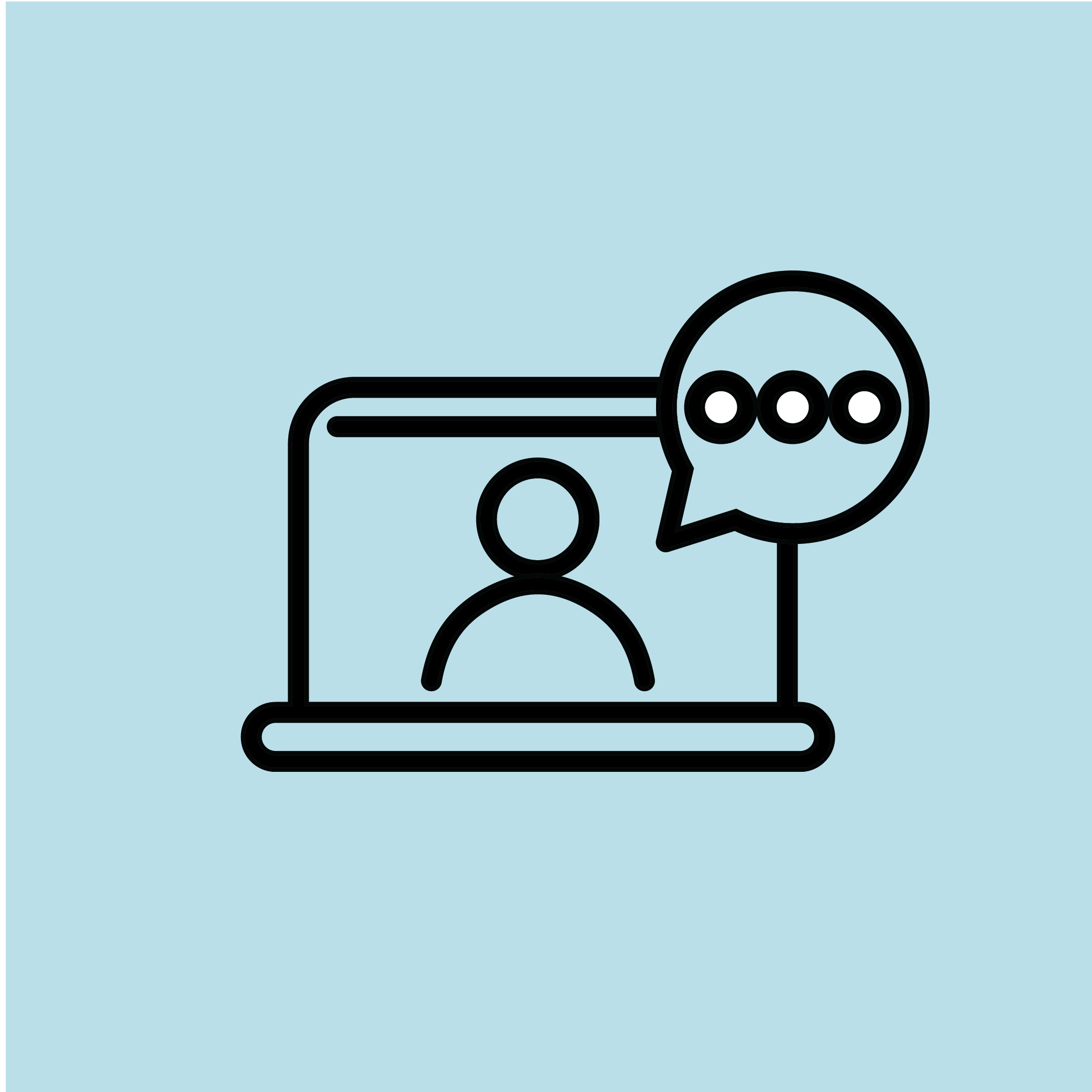 Icon of a person watching a webinar on a laptop