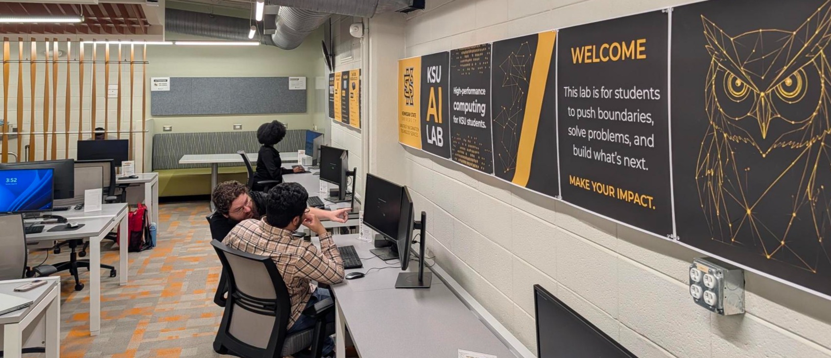 Students work in the KSU AI Lab.