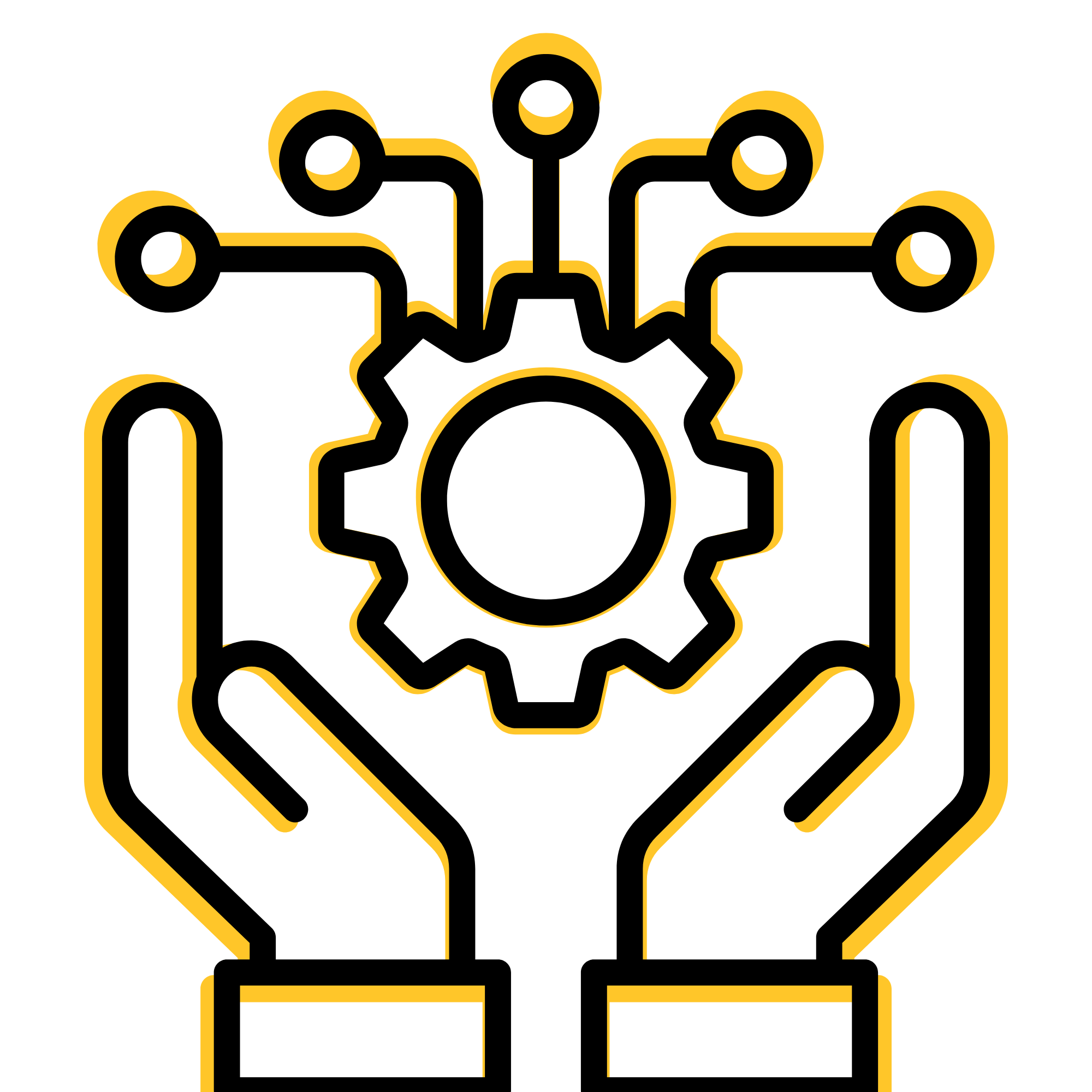 Icon of hands holding technology