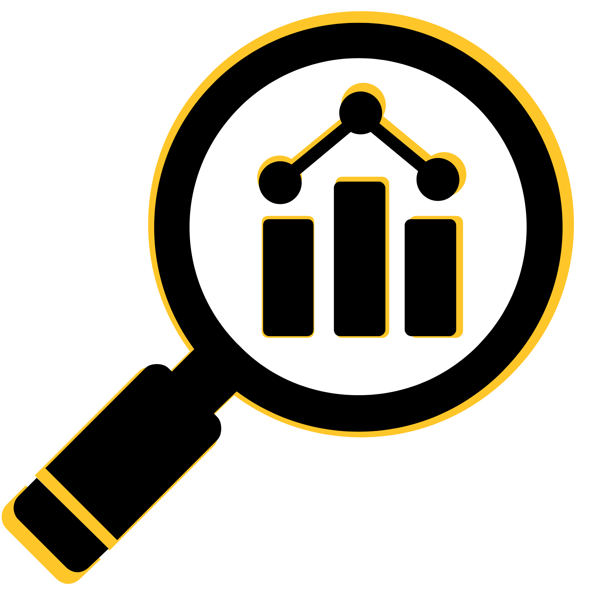 Icon of a magnifying glass looking at data